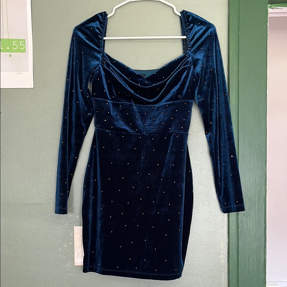 Elegant Velvet Dress with Silver Accents